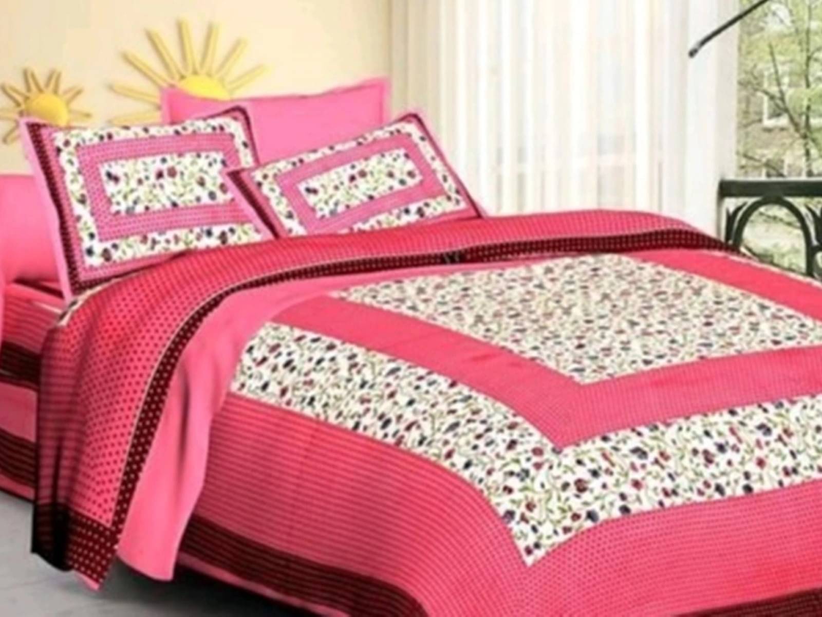 WAR TRADE Cotton 1 Double Bedsheet with 2 Pillow Covers ( Pink ) WAR TRADE Cotton 1 Double Bedsheet with 2 Pillow Covers ( Pink )
