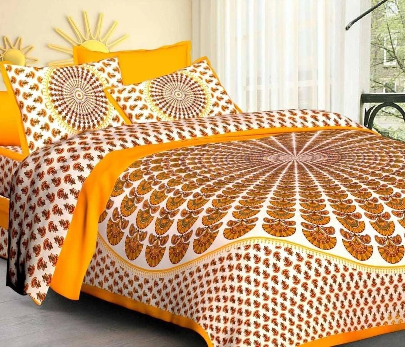 WAR TRADE Cotton 1 Double Bedsheet with 2 Pillow Covers ( Yellow ) WAR TRADE Cotton 1 Double Bedsheet with 2 Pillow Covers ( Yellow )