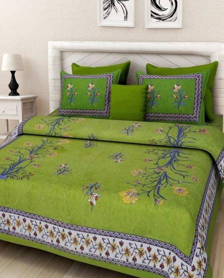 WAR TRADE Cotton 1 Double Bedsheet with 2 Pillow Covers ( Green ) WAR TRADE Cotton 1 Double Bedsheet with 2 Pillow Covers ( Green )
