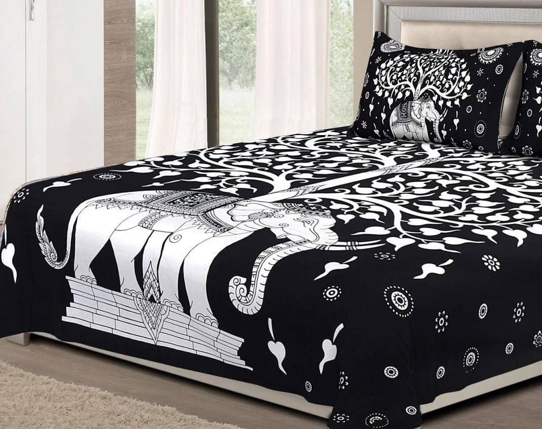 WAR TRADE Cotton 1 Double Bedsheet with 2 Pillow Covers ( Black ) WAR TRADE Cotton 1 Double Bedsheet with 2 Pillow Covers ( Black )