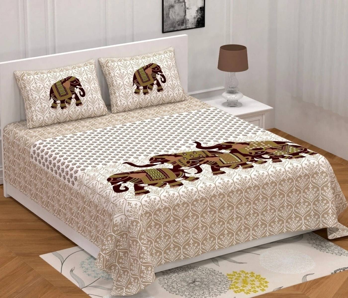     			WAR TRADE Cotton 1 Double Bedsheet with 2 Pillow Covers ( Multicolor )