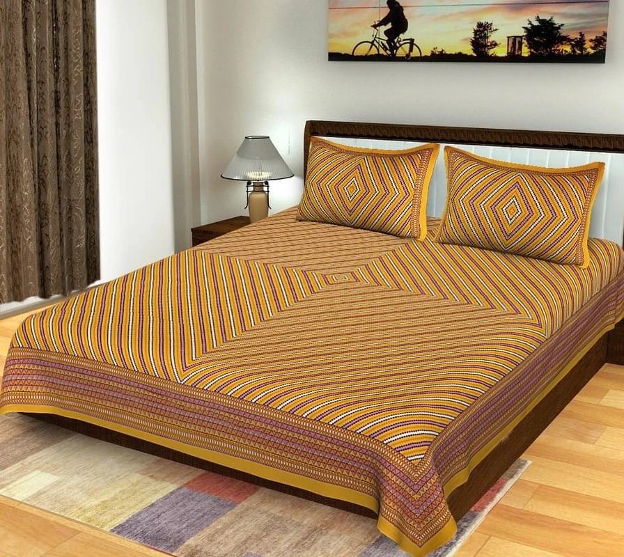    			WAR TRADE Cotton 1 Double Bedsheet with 2 Pillow Covers ( Brown )