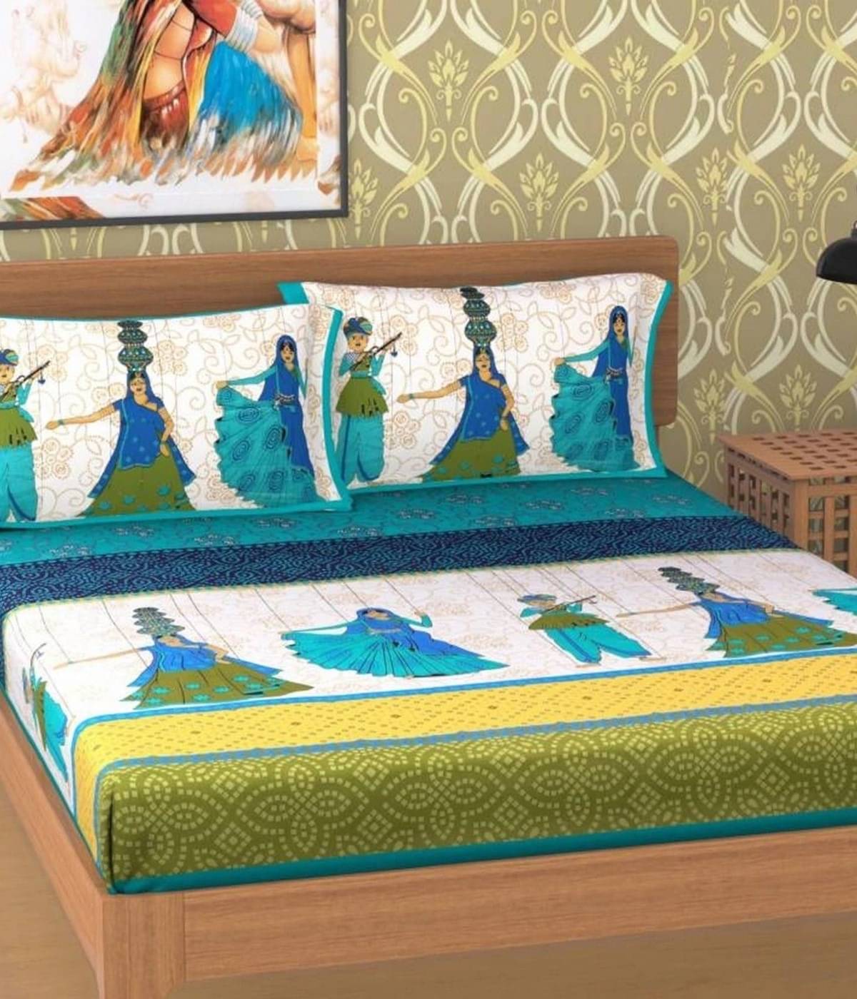 WAR TRADE Cotton 1 Double Bedsheet with 2 Pillow Covers ( Green ) WAR TRADE Cotton 1 Double Bedsheet with 2 Pillow Covers ( Green )