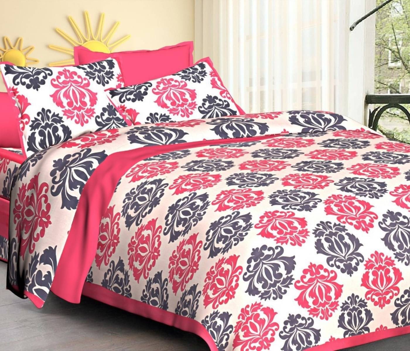 WAR TRADE Cotton 1 Double Bedsheet with 2 Pillow Covers ( Pink ) WAR TRADE Cotton 1 Double Bedsheet with 2 Pillow Covers ( Pink )