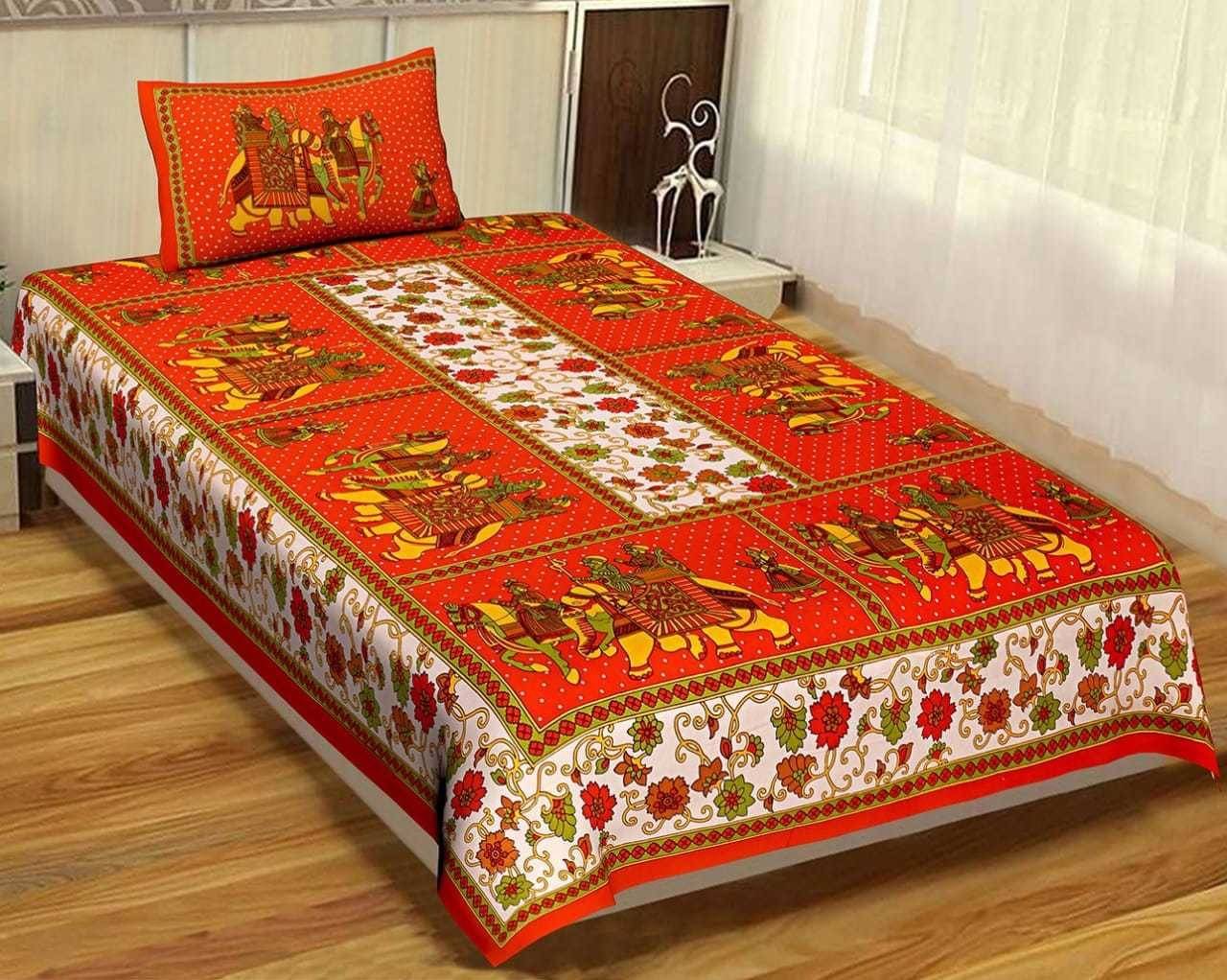     			WAR TRADE Cotton 1 Single Bedsheet with 2 Pillow Covers ( Orange )