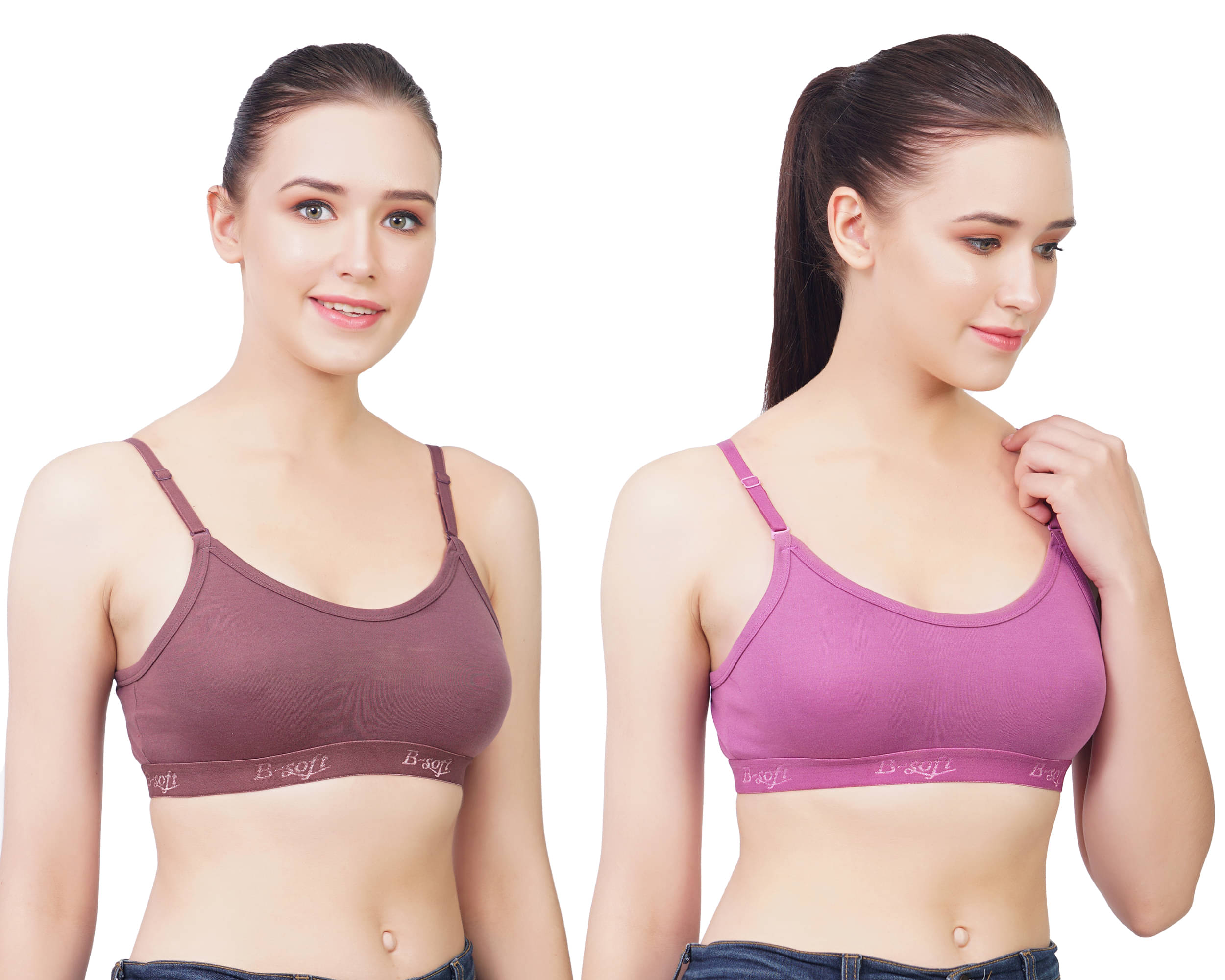 B-SOFT Brown Cotton Non Padded Women's Sports Bra ( Pack of 2 ) B-SOFT Brown Cotton Non Padded Women's Sports Bra ( Pack of 2 )