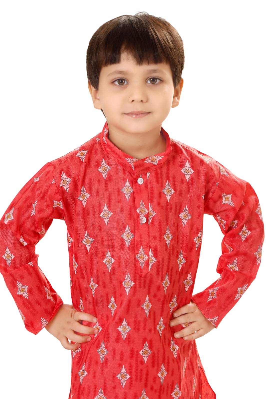     			DIGIFASHION Boys Cotton Red Kurta Pyjama Set ( Pack of 1 )