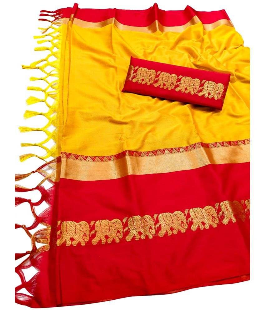Dnyanada Cotton Silk Embellished Saree With Unstitched Blouse Piece ( Yellow1 )     			Dnyanada Cotton Silk Embellished Saree With Unstitched Blouse Piece ( Yellow1 )
