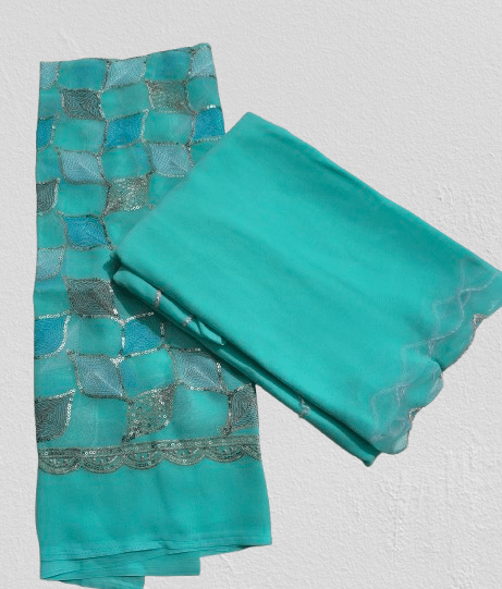 GOPI SAREE Georgette Solid Saree With Unstitched Blouse Piece ( Sky Blue ) GOPI SAREE Georgette Solid Saree With Unstitched Blouse Piece ( Sky Blue )
