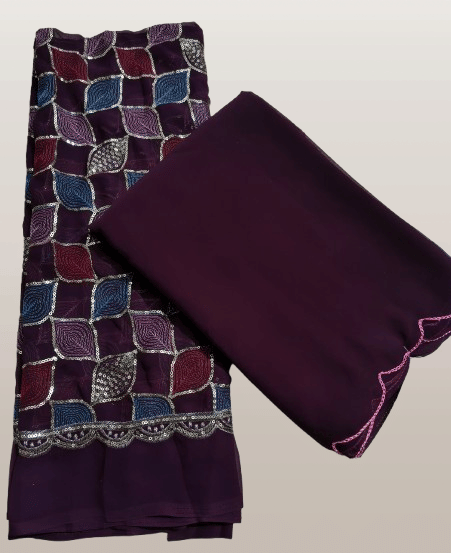     			GOPI SAREE Georgette Solid Saree With Unstitched Blouse Piece ( Wine )