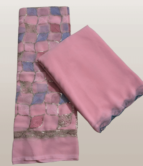 GOPI SAREE Georgette Solid Saree With Unstitched Blouse Piece ( Pink ) GOPI SAREE Georgette Solid Saree With Unstitched Blouse Piece ( Pink )