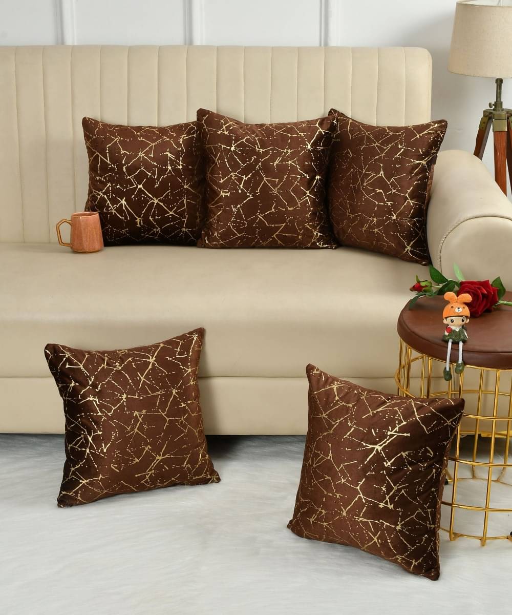     			HudHud Furnishings Set of 1 Velvet Floral Square Cushion Cover (40X40)cm - Brown