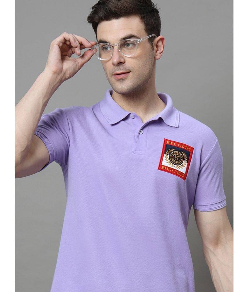 Hushbucks Men Cotton Blend Regular Fit Embroidered Polo T Shirt ( Lavender ) Hushbucks Men Cotton Blend Regular Fit Embroidered Polo T Shirt ( Lavender )
