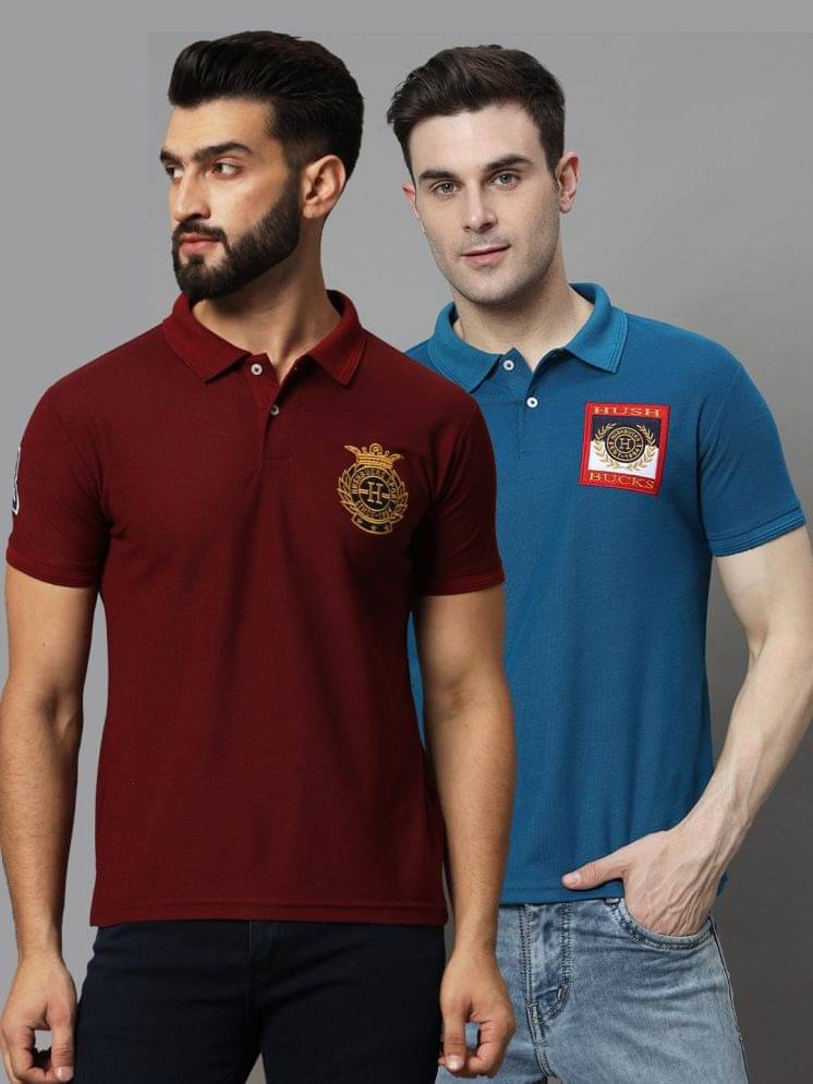 Hushbucks Men Cotton Blend Regular Fit Embroidered Polo T Shirt ( Maroon ) Hushbucks Men Cotton Blend Regular Fit Embroidered Polo T Shirt ( Maroon )