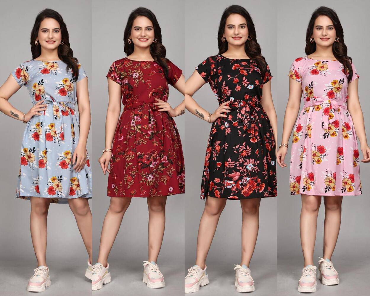 KALAVRITTA Women Crepe Printed Fit & Flare Dress ( Multicolor ) KALAVRITTA Women Crepe Printed Fit & Flare Dress ( Multicolor )