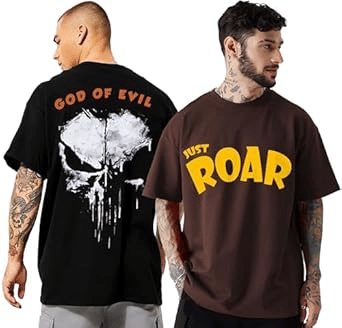 Leotude Men Cotton Blend Oversized Fit Printed T-Shirt ( Multicolor13 )