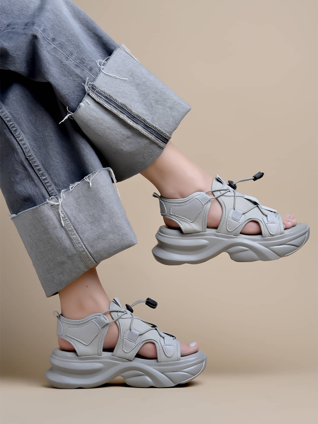 Shoetopia Light Grey Women's Sandal Heels Shoetopia Light Grey Women's Sandal Heels