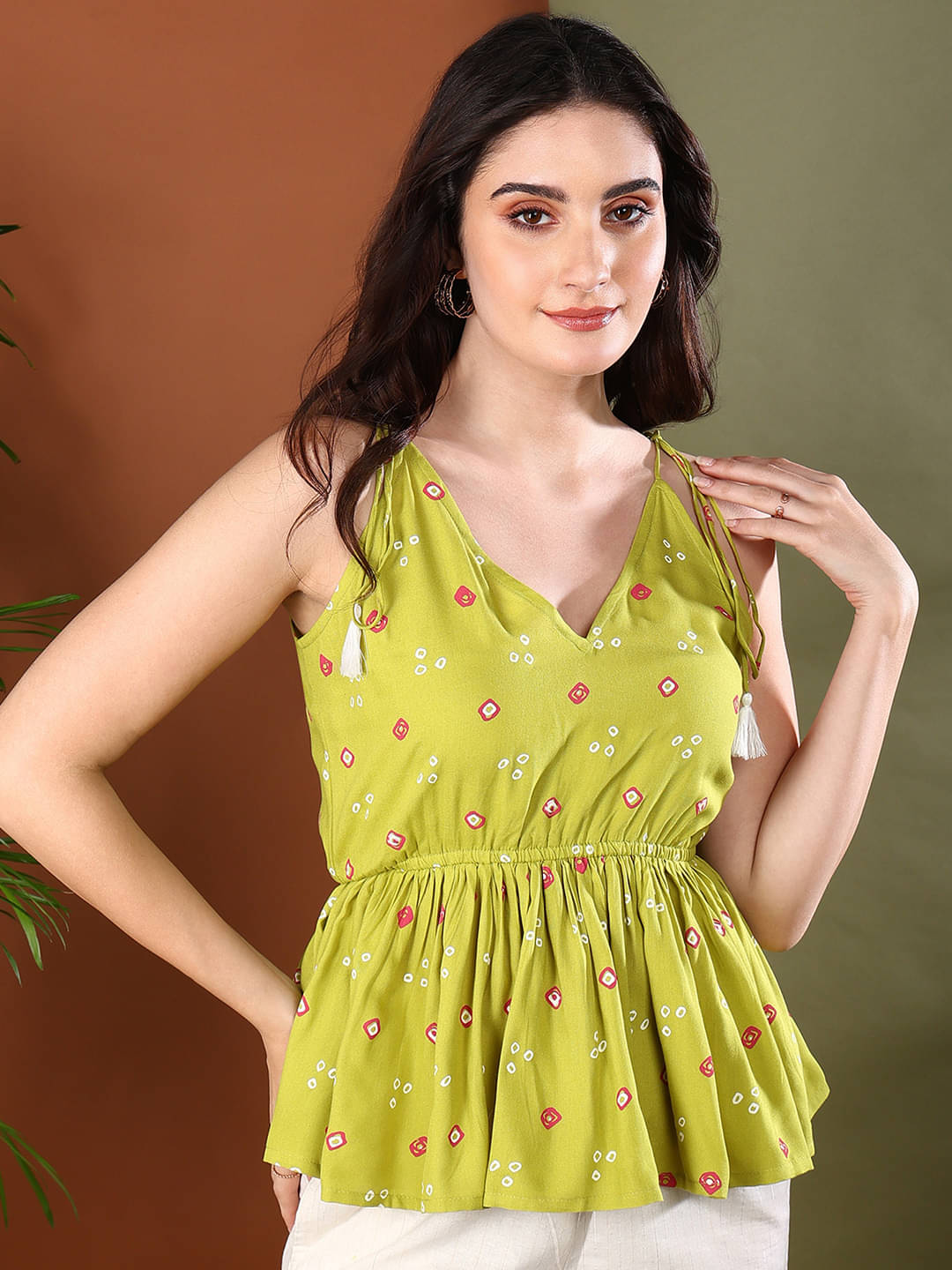     			Stylum Women's Viscose Rayon Peplum Top ( Green )