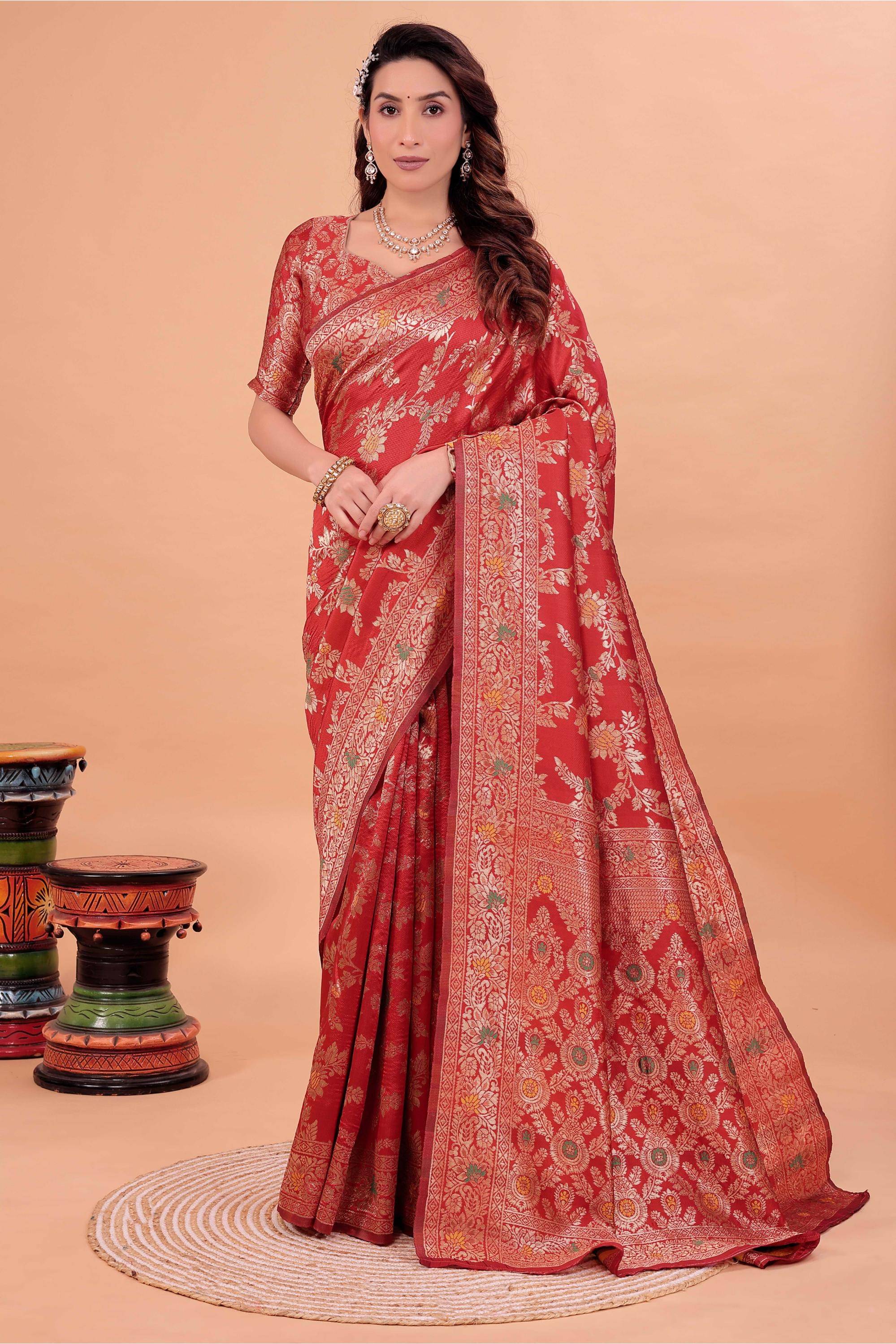    			Suntex Silk Embellished Saree With Unstitched Blouse Piece ( Maroon )