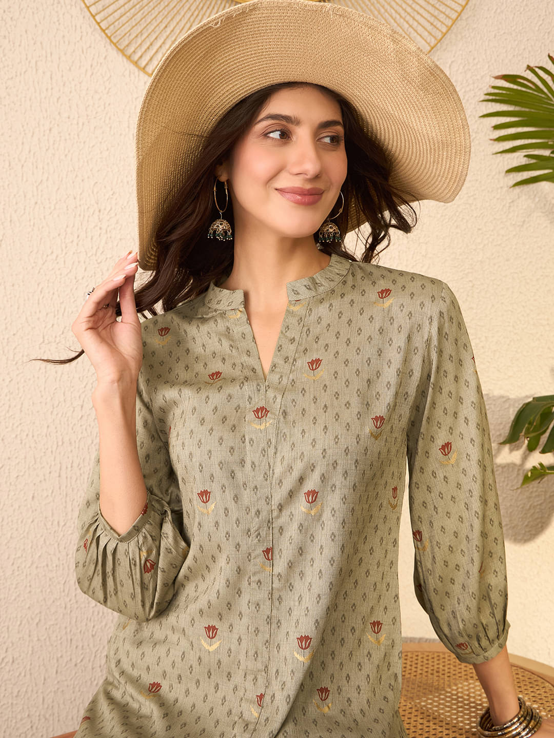     			Vaamsi Women's Cotton Blend Tunic ( Grey )