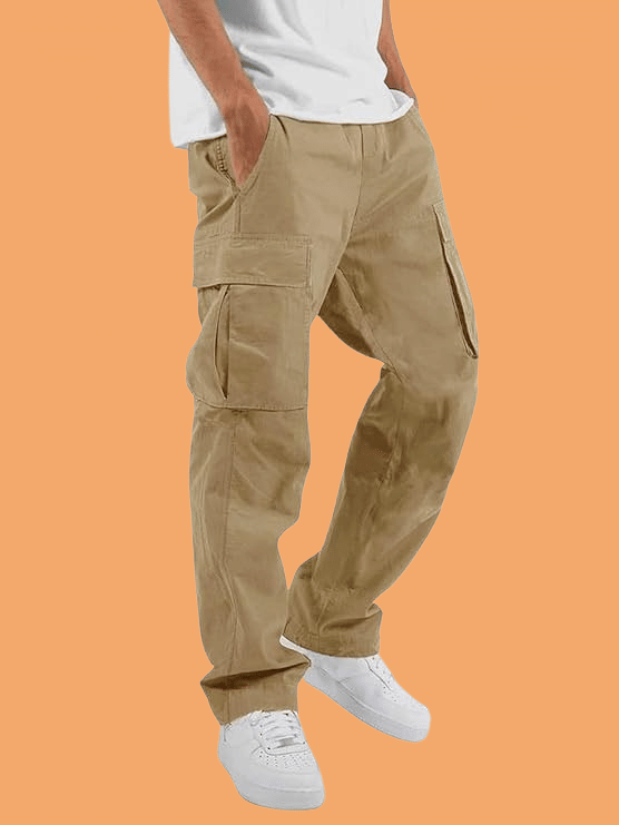     			ikigai Regular Flat Men's Cargos - Khaki ( Pack of 1 )
