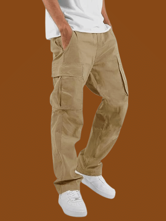     			ikigai Regular Flat Men's Cargos - Khaki ( Pack of 1 )