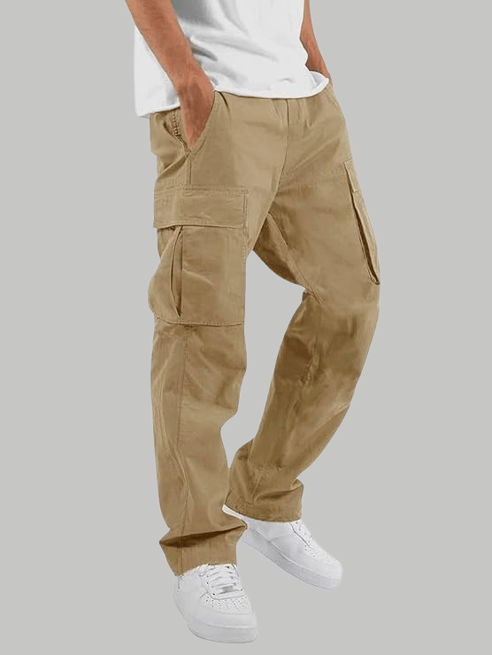    			ikigai Regular Flat Men's Cargos - Khaki ( Pack of 1 )