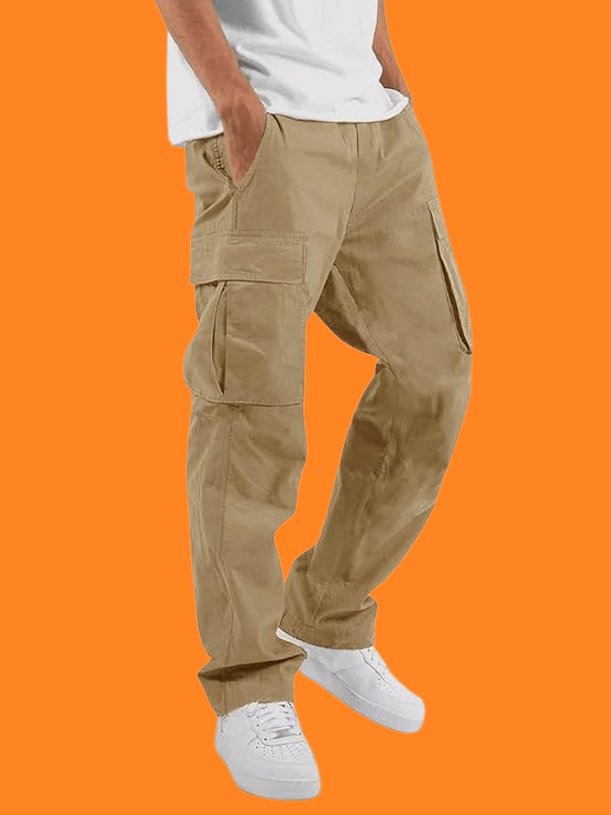     			ikigai Regular Flat Men's Cargos - Khaki ( Pack of 1 )