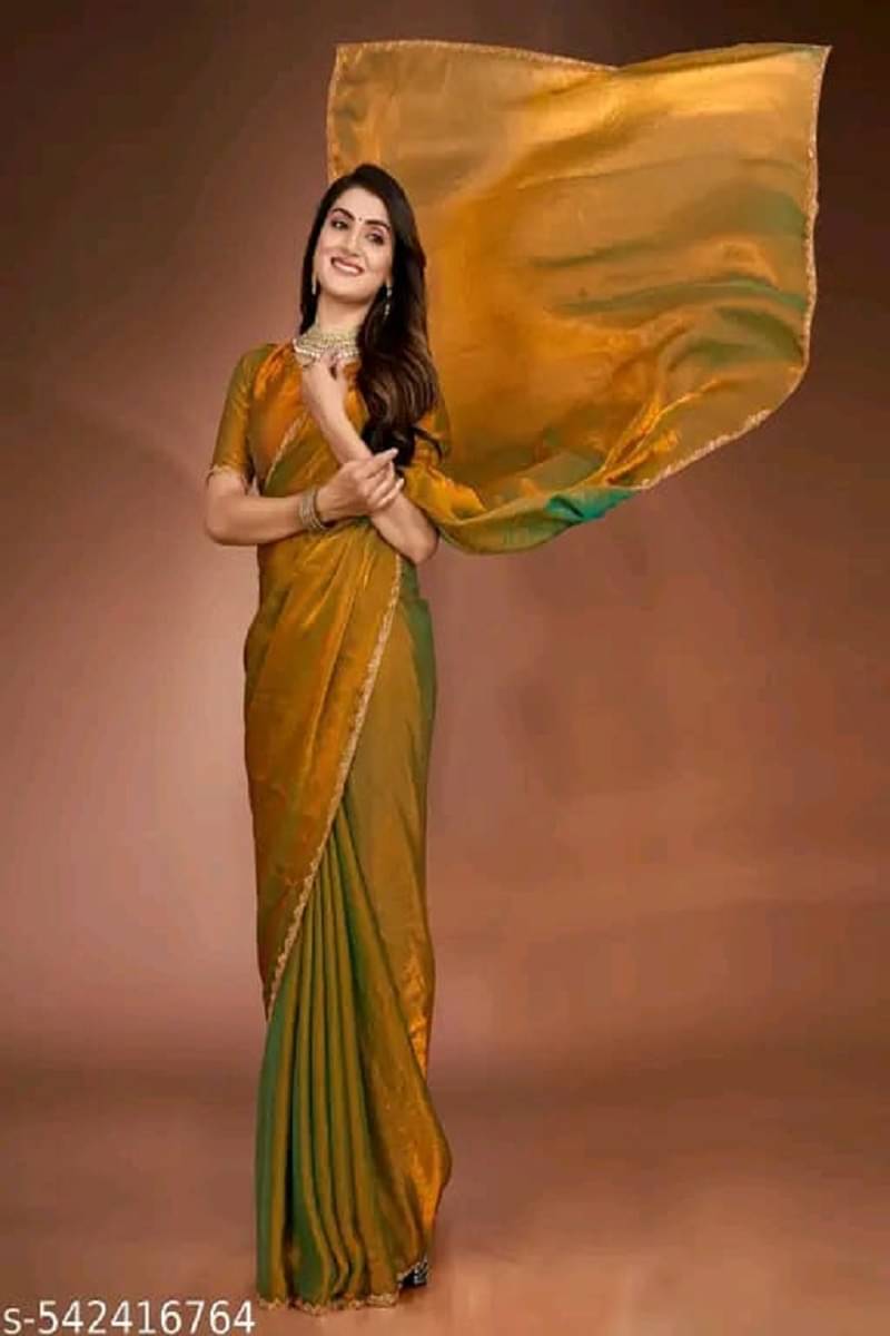     			supalee Tex Chiffon Solid Saree With Unstitched Blouse Piece ( Gold )