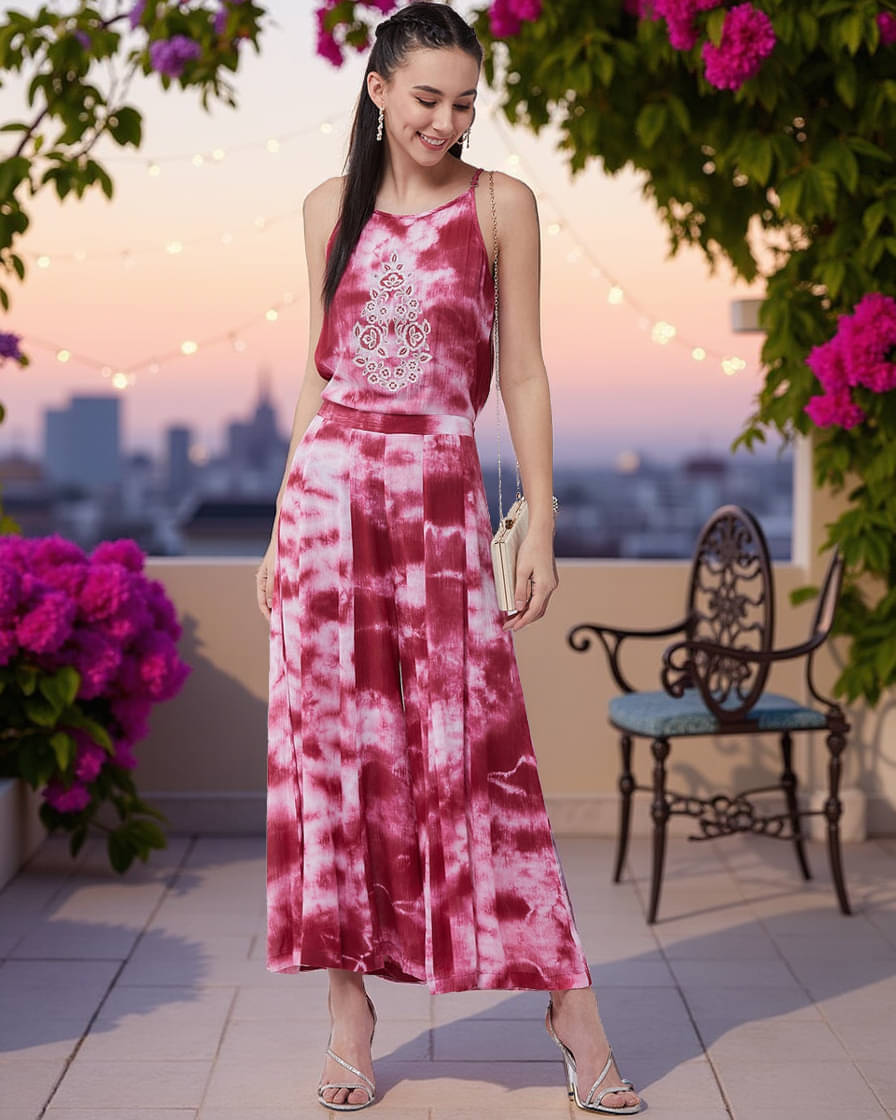 Pannkh Pink Crepe Jumpsuit - Single Pannkh Pink Crepe Jumpsuit - Single