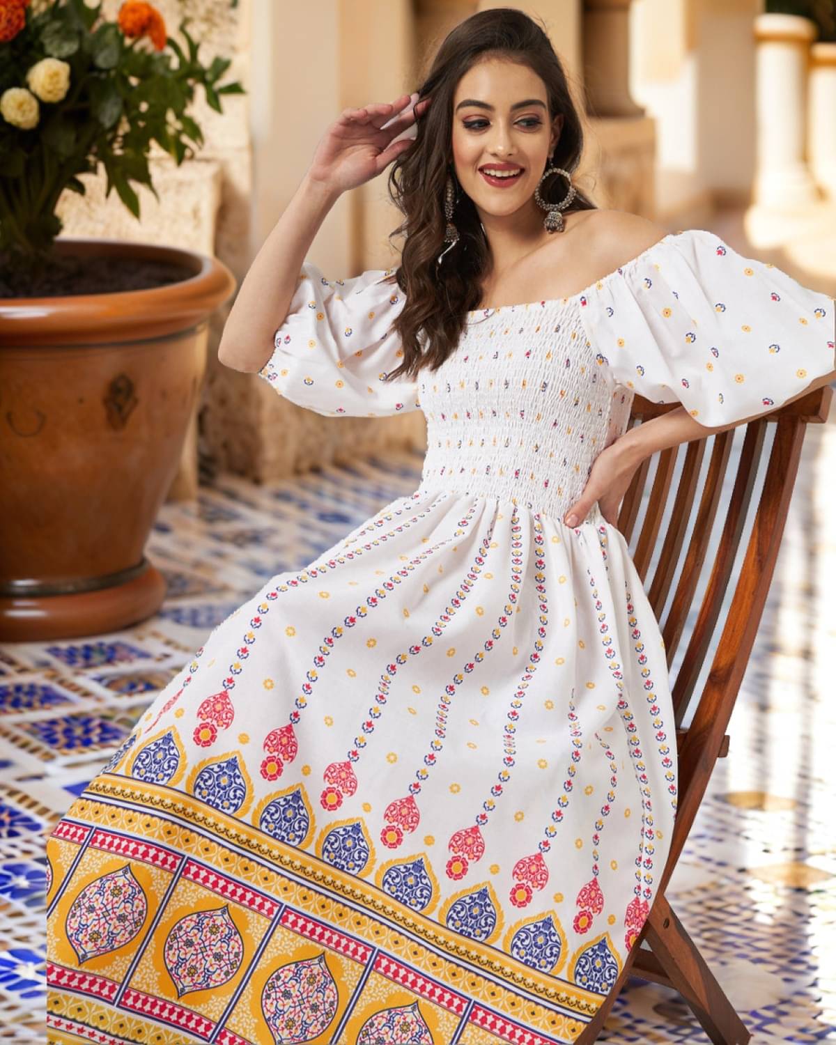     			Pannkh - White Polyester Women's Fit & Flare Dress ( Pack of 1 )