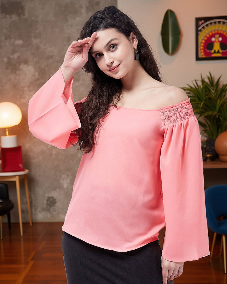 Zima Leto Women's Polyester Regular Top ( Coral ) Zima Leto Women's Polyester Regular Top ( Coral )