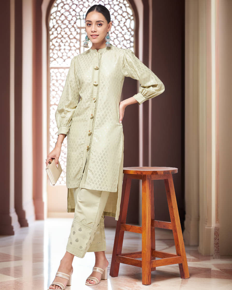 Pannkh Women Polyester Printed Shirt Style Kurti ( Green ) - Kurtis, Tunics | Buy online on ZillyBuy