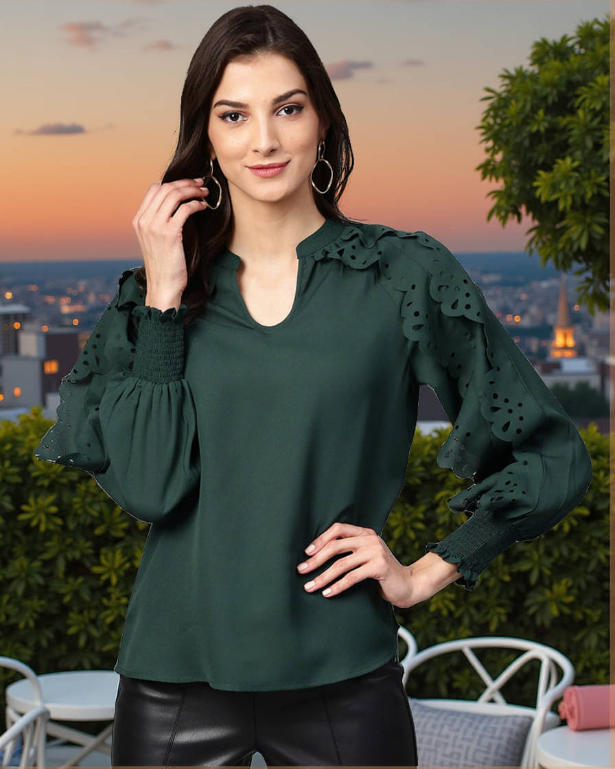 Zima Leto Women's Polyester Regular Top ( Green ) Zima Leto Women's Polyester Regular Top ( Green )