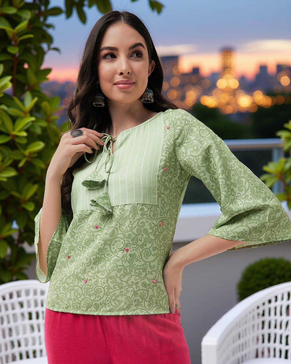 Pannkh - Green Rayon Women's Regular Top ( Pack of 1 ) Pannkh - Green Rayon Women's Regular Top ( Pack of 1 )