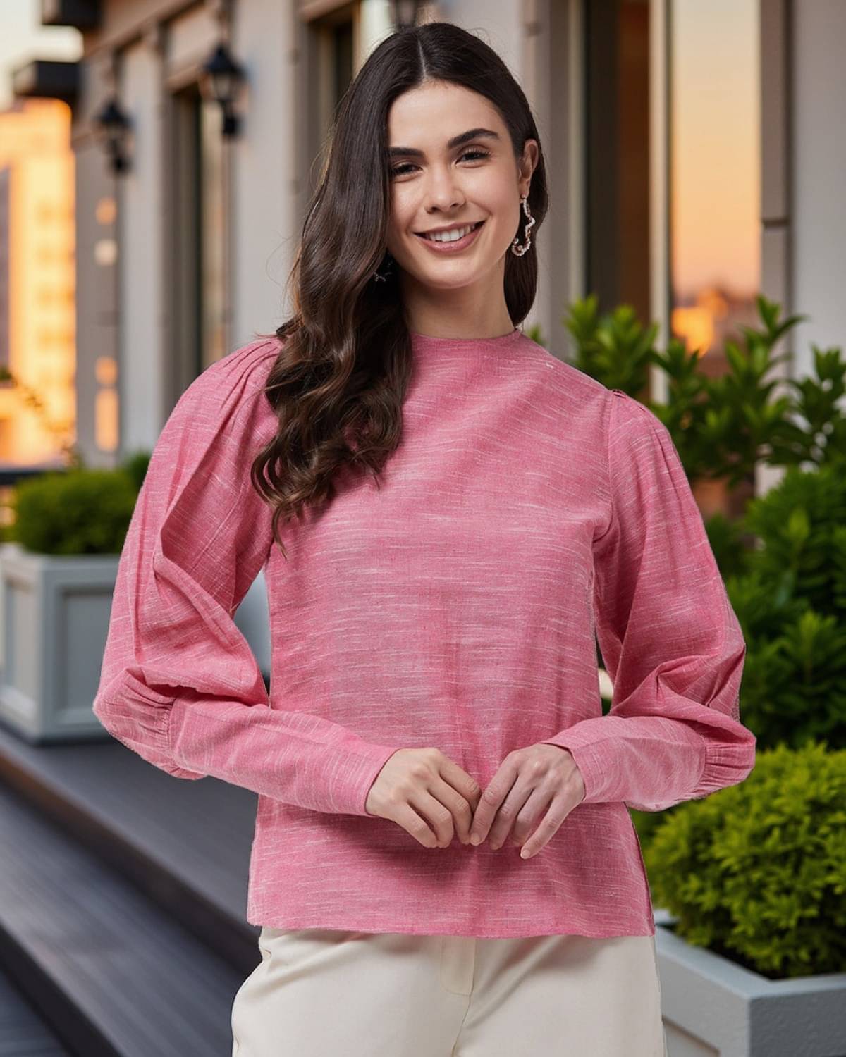     			Pannkh Cotton Regular Tops - Pink Single