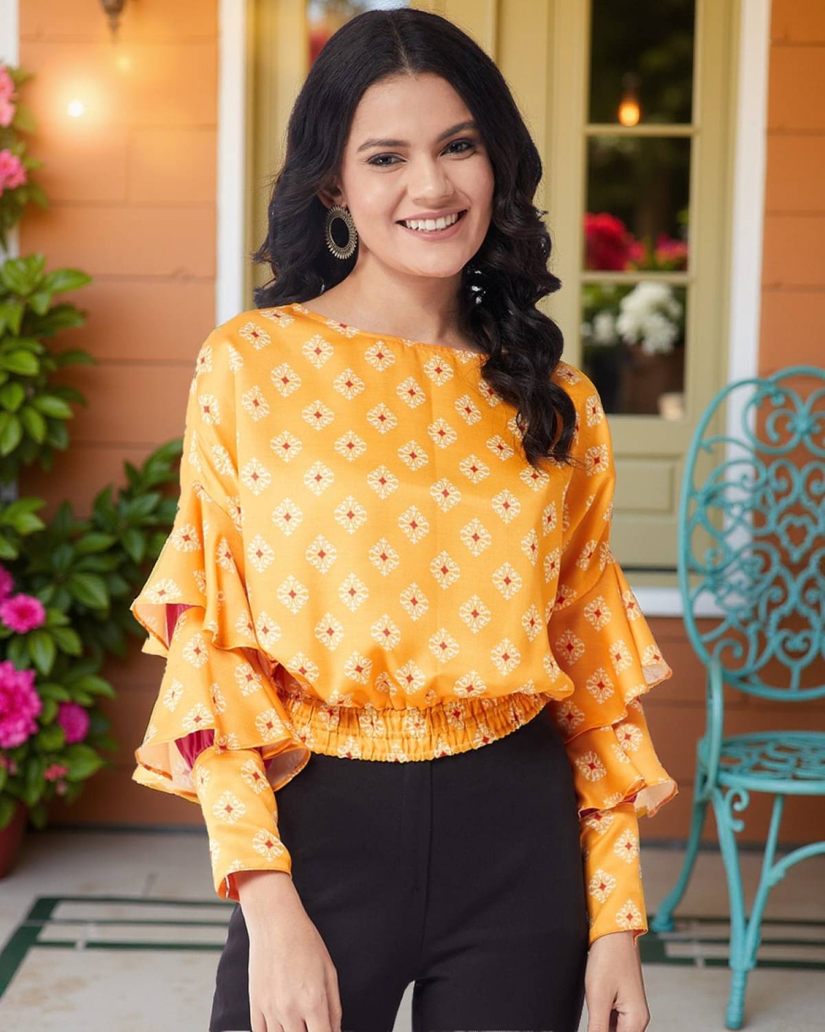 Pannkh Women's Cotton Blend Regular Top ( Yellow ) Pannkh Women's Cotton Blend Regular Top ( Yellow )