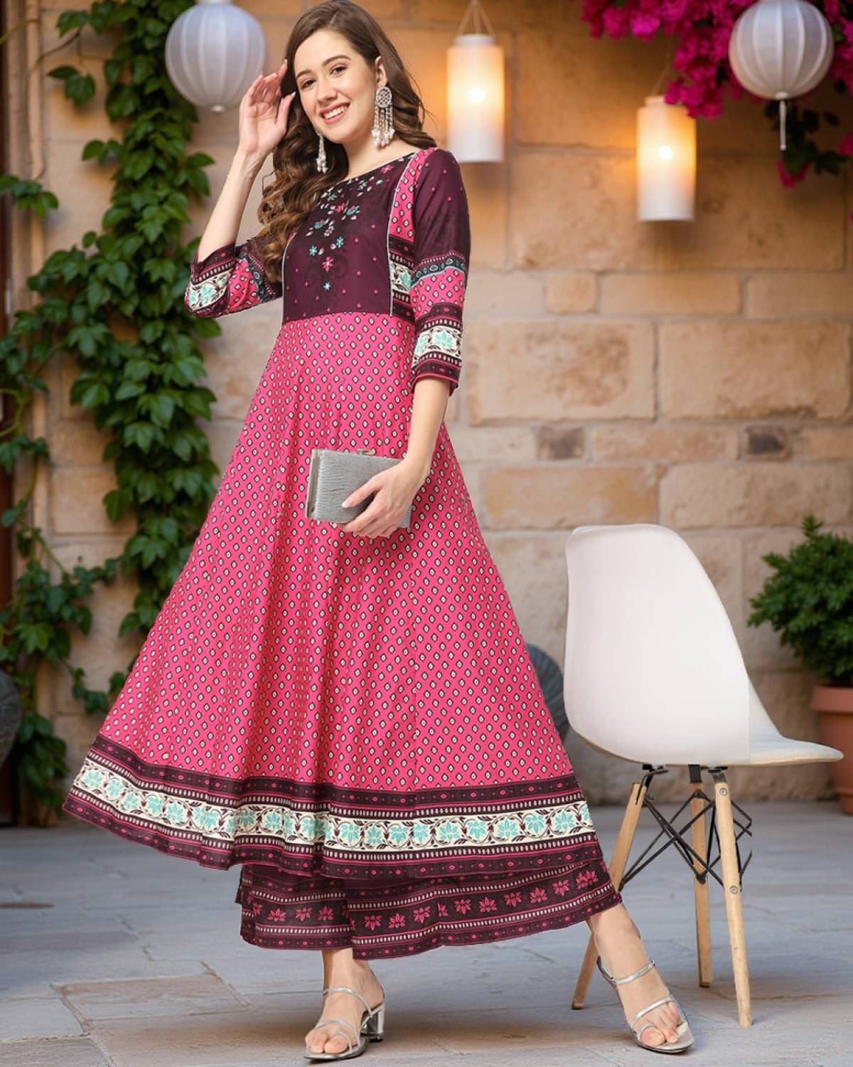 Pannkh - Magenta Rayon Women's Anarkali Kurti ( Pack of 1 ) Pannkh - Magenta Rayon Women's Anarkali Kurti ( Pack of 1 )