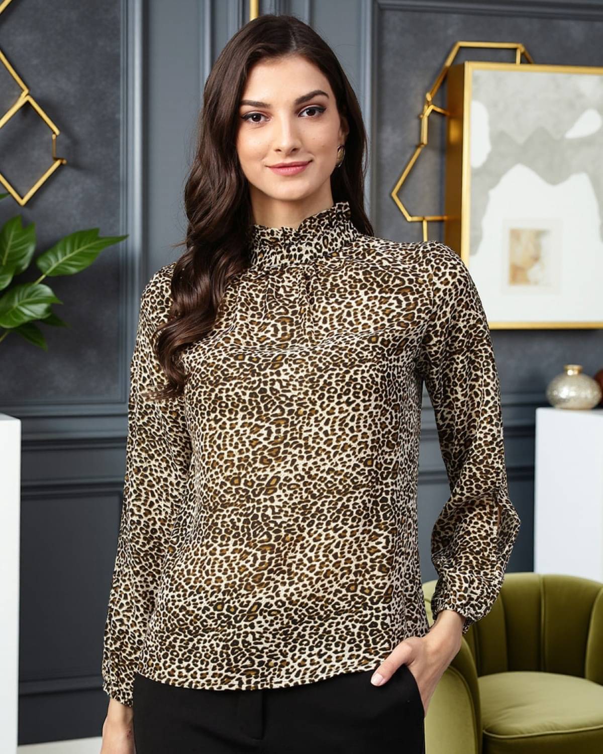     			Zima Leto Women's Polyester Regular Top ( Brown )