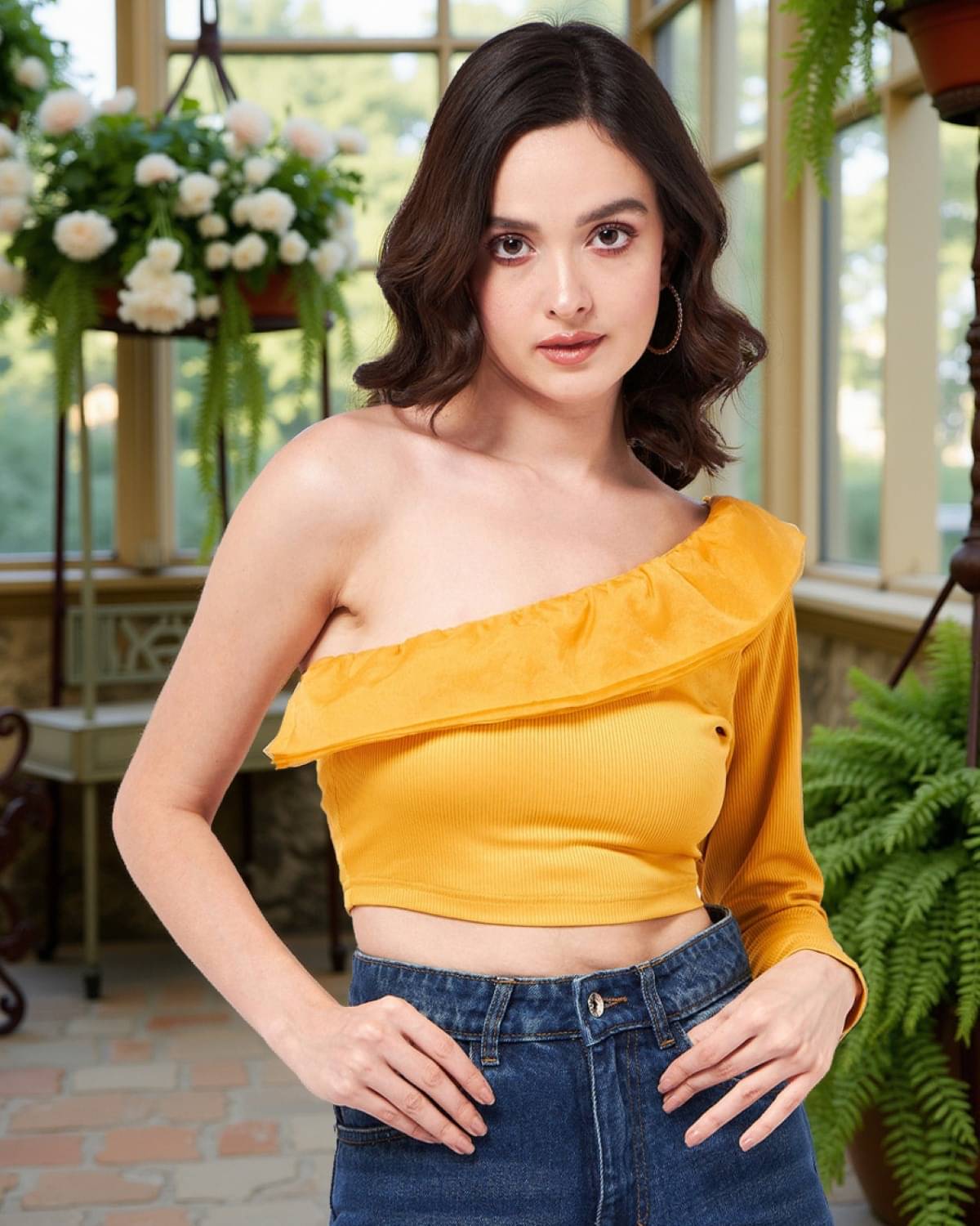     			Zima Leto Women's Polyester Crop Top ( Yellow )