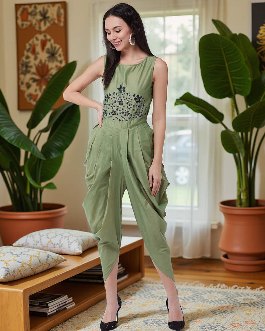 Pannkh - Green Polyester Regular Fit Women's Jumpsuit ( Pack of 1 )