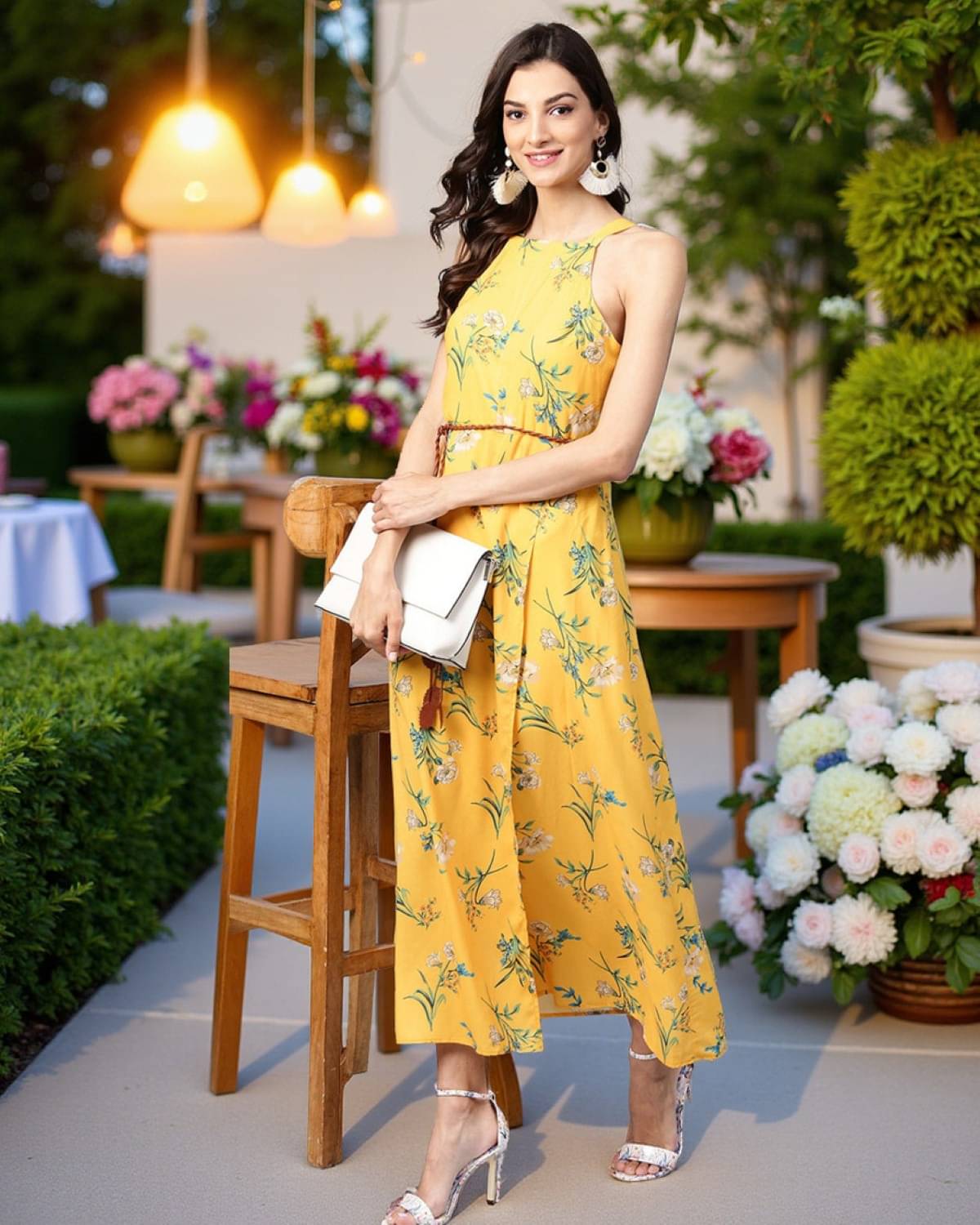     			Zima Leto Women Polyester Fit & Flare Dress ( Yellow )