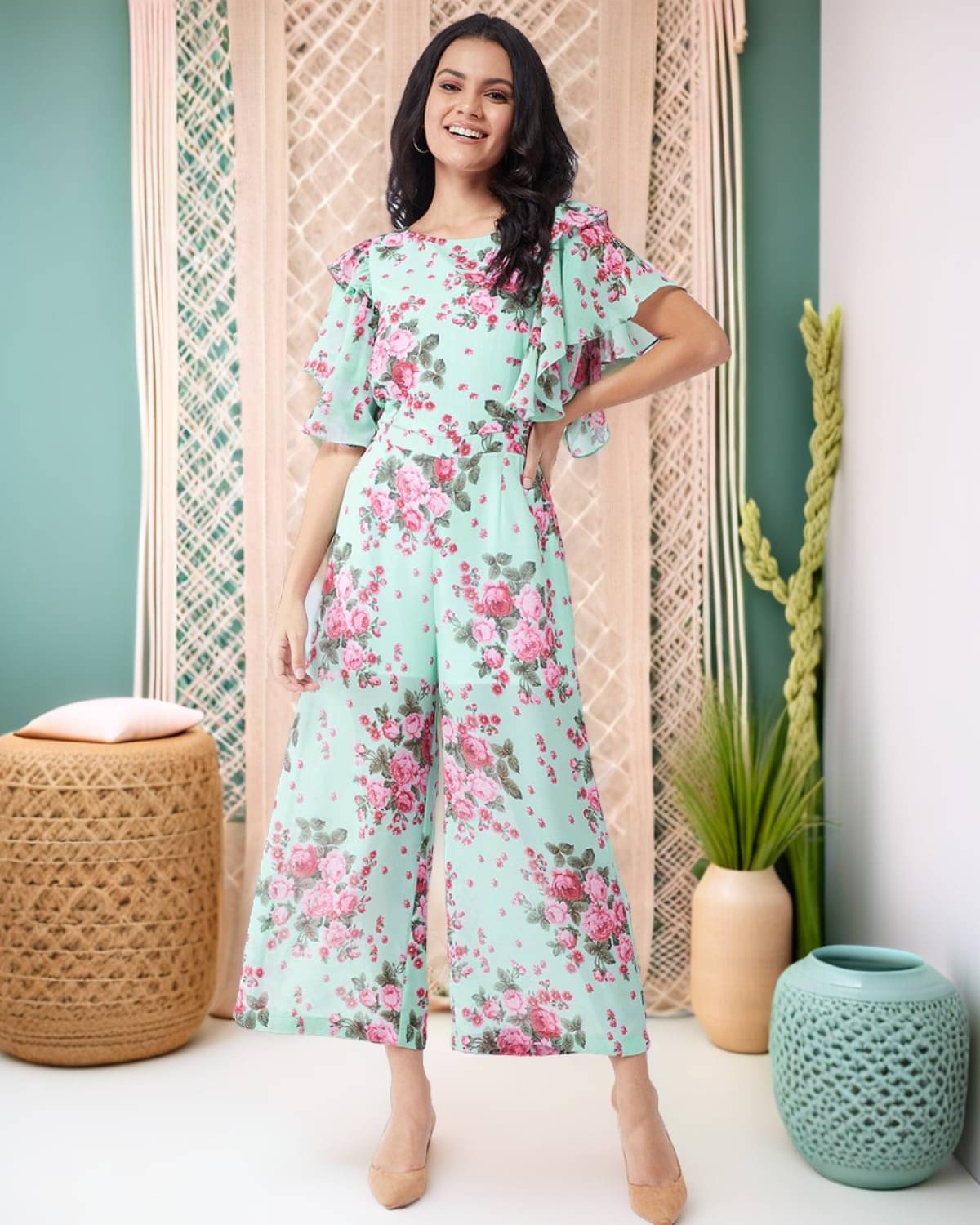 Zima Leto Multi Color Georgette Jumpsuit - Single Zima Leto Multi Color Georgette Jumpsuit - Single