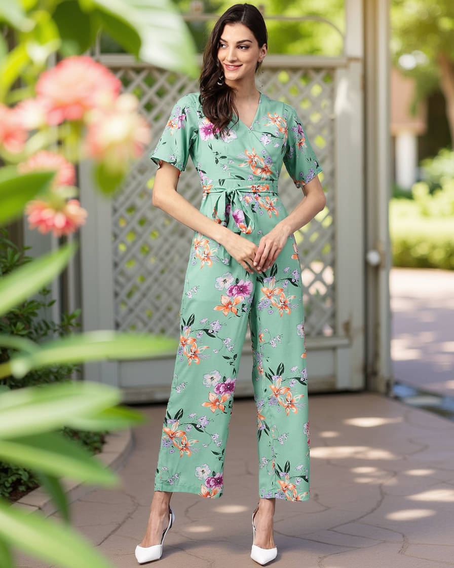 Zima Leto Green Polyester Jumpsuit - Single Zima Leto Green Polyester Jumpsuit - Single