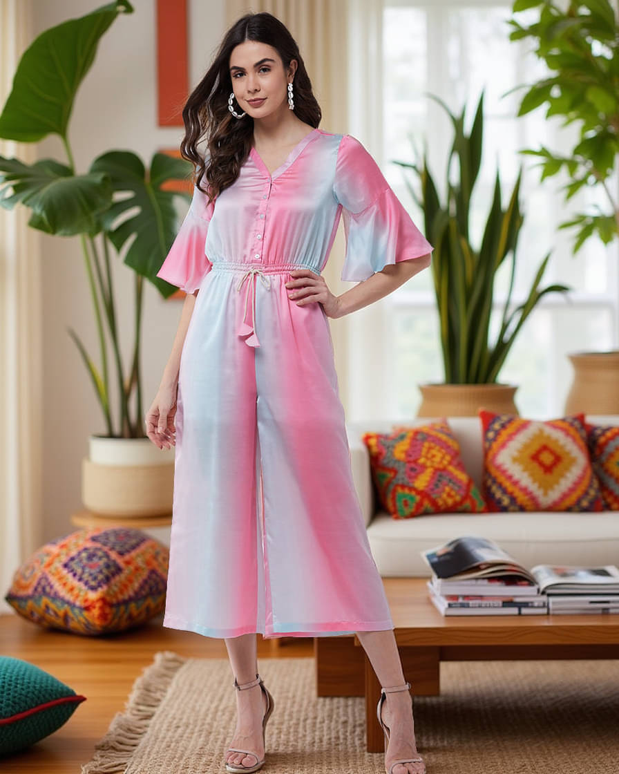 Zima Leto Multi Color Poly Satin Jumpsuit - Single Zima Leto Multi Color Poly Satin Jumpsuit - Single