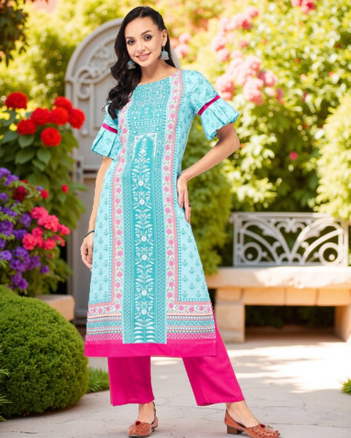 Pannkh - Blue Rayon Flex Women's Straight Kurti ( Pack of 1 ) Pannkh - Blue Rayon Flex Women's Straight Kurti ( Pack of 1 )