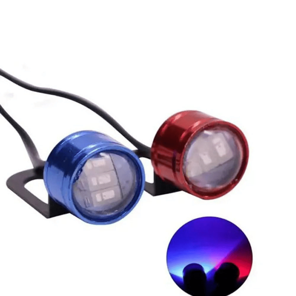 Aksmit 2 Pcs Motorbike Mirror Decorative LED Light Eagle Eye Warming Strobe Flash Lamp Red Blue Aksmit 2 Pcs Motorbike Mirror Decorative LED Light Eagle Eye Warming Strobe Flash Lamp Red Blue