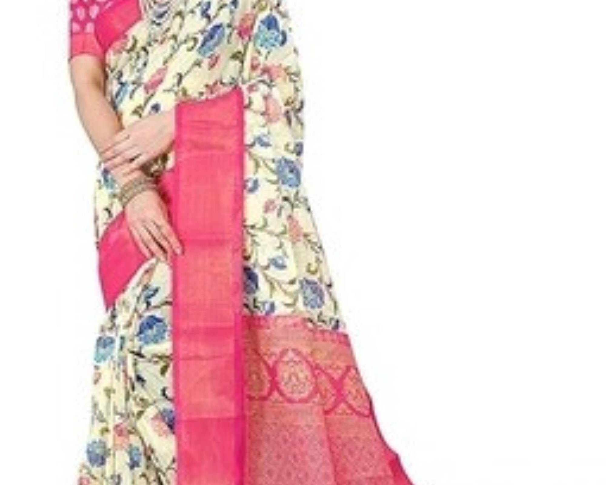 Ambe Creation Cotton Blend Printed Saree With Unstitched Blouse Piece ( Orange ) Ambe Creation Cotton Blend Printed Saree With Unstitched Blouse Piece ( Orange )