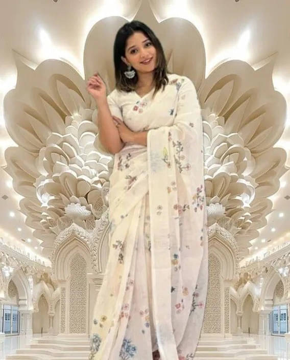 Ambe Creation Cotton Blend Printed Saree With Unstitched Blouse Piece ( Multicolor ) Ambe Creation Cotton Blend Printed Saree With Unstitched Blouse Piece ( Multicolor )