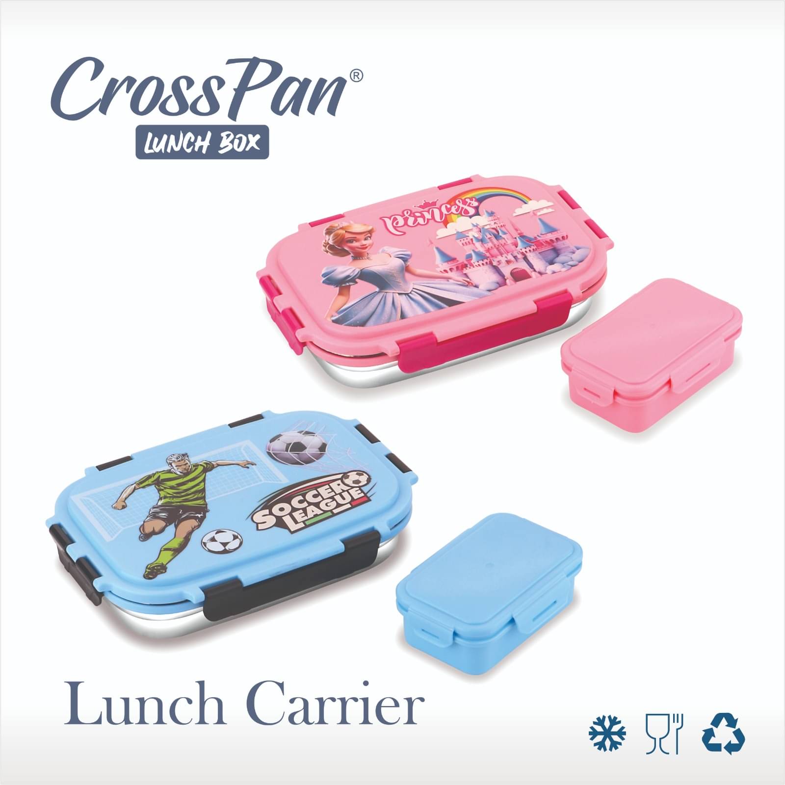 CrossPan Rectangle Combo Kids Stainless Steel School Lunch Boxes 4 - Container ( Pack of 2 ) CrossPan Rectangle Combo Kids Stainless Steel School Lunch Boxes 4 - Container ( Pack of 2 )
